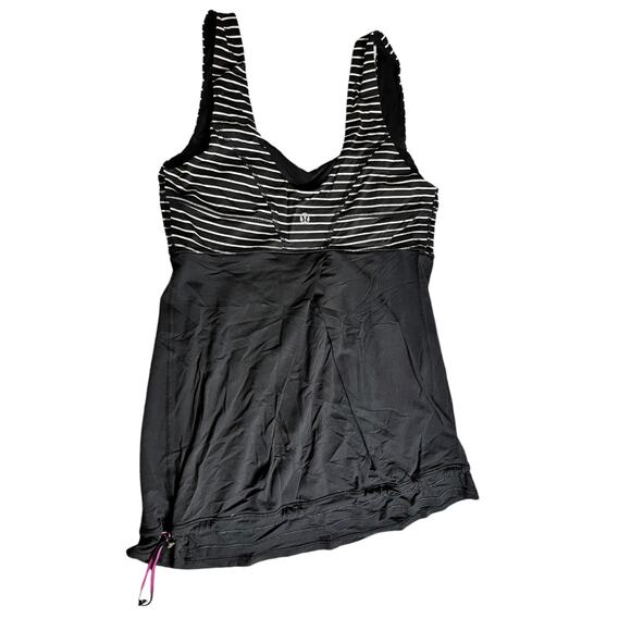 LULULEMON Tame Me Tank Top Black White Striped Breathable Fabric Active 4 EUC - Picture 6 of 7